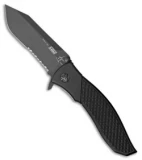 HTM Greg Lightfoot Bullwhip Liner Lock Knife Black (3.5" Black Serr)