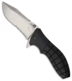 HTM Kirby Lambert Snap Clip Point Liner Lock Knife Black (3.5" Stonewash Serr)