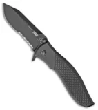 HTM Greg Lightfoot Bullwhip Liner Lock Knife Sharkskin Gray (3.5" Black Serr)