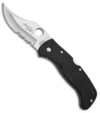 Spyderco James Keating Chinook Lockback Knife Black G-10 (3.75" Satin Serr)