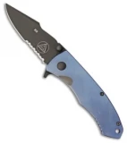 Combative Edge X9 Frame Lock Knife Blue Titanium (3.25" Black Serr)