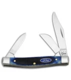 Case Ford Medium Stockman Knife 3.25" Blue Sawcut Jigged Bone (6344 SS) 14305
