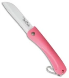 Benchmark Ceramic Folding Knife Pink Rubber Handle (3" White)