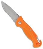 Baladeo SOS Liner Lock Knife Orange ABS w/ Whistle (3" Bead Blast Serr)