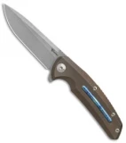 Reate Knives New Epoch Frame Lock Knife Bronze Titanium w/Mokuti Inlay (3.5" SW)