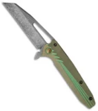 Gavko Custom Blacktip Frame Lock Knife Green/Bronze Ti (3.5" Acid SW)