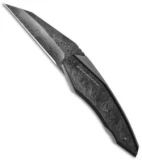 Corrie Schoeman D-TER Flipper Knife Marble Carbon Fiber (3.25" Damascus)