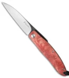 Kansei Matsuno Custom F021 Friction Folder Knife Red Wood (2.6" Satin)