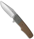 Jason Clark Custom Wombat Flipper Knife Brown G-10/Titanium (3.6" Satin)
