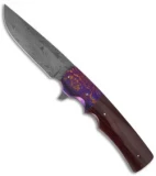 Jason Clark Custom Hunter Flipper Knife Timascus/Micarta (3.625" Damascus)