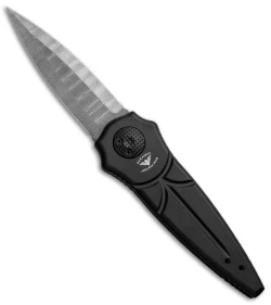 Paragon Warlock Folding Knife Black Aluminum (3.9" Damascus)