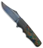 Jason Clark Custom Small Clip Point Knife Rag Micarta (3.25" Blued Damascus)