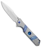 Olamic Cutlery Rainmaker Harpoon Knife Frosty Ti/Timascus (4.25" Polish Comp)