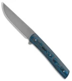 Brad Zinker Custom T Flipper LL Knife Blue Fat Carbon (3.75" SW/BB D2)