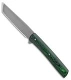 Brad Zinker Custom T Flipper Tanto LL Knife Green Fat Carbon (3.75" SW/BB D2)