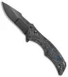 Brian Tighe Custom Tighe Down Knife Integral Black/White/Blue Fat CF (4" DLC)