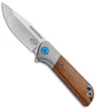 Liong Mah Design Lanny Flipper Knife Brown Micarta (3.25" Stonewash)