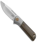 Liong Mah Design Lanny Flipper Knife OD Green Micarta (3.25" Stonewash)