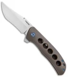 Pena Knives Custom Viper Frame Lock Flipper Knife Bronze Ti/Moku Ti(3.2" Satin)