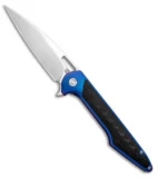Artisan Cutlery Archaeo Frame Lock Flipper Knife Blue Ti/CF (3.75" Damascus)