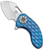 Curtiss Knives Custom Nano Frame Lock Flipper Knife PM Ti Blue (2" Stonewash)