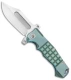 Andre de Villiers Bowie Badlands Flipper Knife Green Frag Titanium (4" Satin)