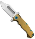 Andre de Villiers Bowie Badlands Frame Lock Knife Gold/Teal Ti (4" Satin) AdV