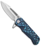 Medford Custom Proxima  Knife Sculpted "Thornbush" Blue Ti (3.8" Tumbled)