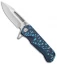 Medford Custom Proxima  Knife Sculpted "Thornbush" Blue Ti (3.8" Tumbled)