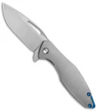 Koenig Arius Frame Lock Knife Bead Blast Titanium w/LP Blue (3.5" Stonewash)