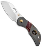Olamic Cutlery Busker Largo Knife Darkblast Ti/Red Recon Stone (2.5" Satin)
