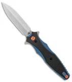 Hinderer Knives Maximus Dagger Flipper Knife Carbon Fiber/Blue (3.5" Stonewash)