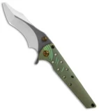 Gavko Custom Leopard Frame Lock Knife Green Ti (3.25" Satin)