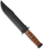 Ka-Bar Bowie Big Brother Fixed Blade Knife Leather Serr Top (9.37" Black) 2217