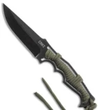 CRKT Tighe Breaker Fixed Blade Knife Green Paracord (4.25" Black Stonewash)1110