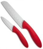 Stone River Gear Two Piece White/Red Ceramic Knife Set - SRG23CKR