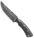 Olamic Cutlery Kovda Fixed Blade Knife Carbon Fiber (5.375" Damascus) 4092