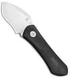 Kizer Thumbper Long Fixed Blade Neck Knife Carbon Fiber (2" Stonewash) 1014
