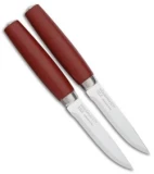 Mora Classic Steak Knife 2 Piece Set Scandinavian Red Birch (4.20" Satin)
