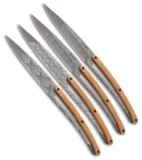 Deejo 9" Steak Knives Art Deco Titanium w/ Olive Wood Handles - Set of 4