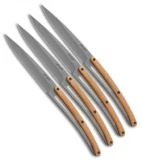 Deejo 9" Steak Knives Titanium w/ Olive Wood Handles - Set of 4