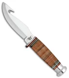 Case Leather Hunter Gut Hook Fixed Blade Knife (4" Mirror) 10340