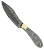 Tallen Fox Hunter Fixed Blade Knife Brass (4.5" Damascus)