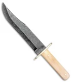 Bear & Son Damascus Bowie Fixed Blade Knife White Bone (9" Damascus) WSB02D