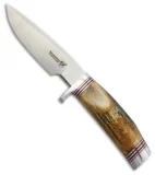 BlackJack Knives Classic Model 124 Fixed Blade Knife Stag Horn (7" Satin)