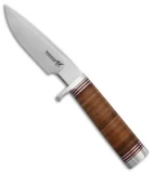 BlackJack Classic Model 124 Fixed Blade Knife Stacked Leather (7" Satin)