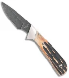 Invincible Skinner Stag Bone Fixed Blade Knife (2.6" Damascus)