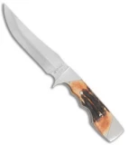 Upswept Skinner Stag Fixed Blade Knife (5" Satin)