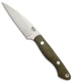 Bark River Mini Bush Seax Fixed Blade Knife Green Canvas Micarta (3.75" A-2)