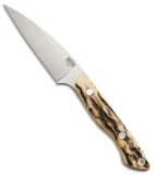 Bark River Mini Bush Seax Fixed Blade Knife Antique Stag Bone (3.75" A-2)